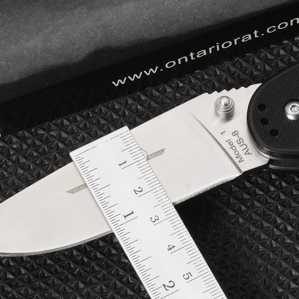มีดพับ ONTARIO RAT MODEL#1 AUS-8 Survival Camping กลางแจ้ง EDC G10 Combat Rescue Multi มีดความยาวรวมด้าม 22 ซม. 1 250 กรัม Black 22 cm