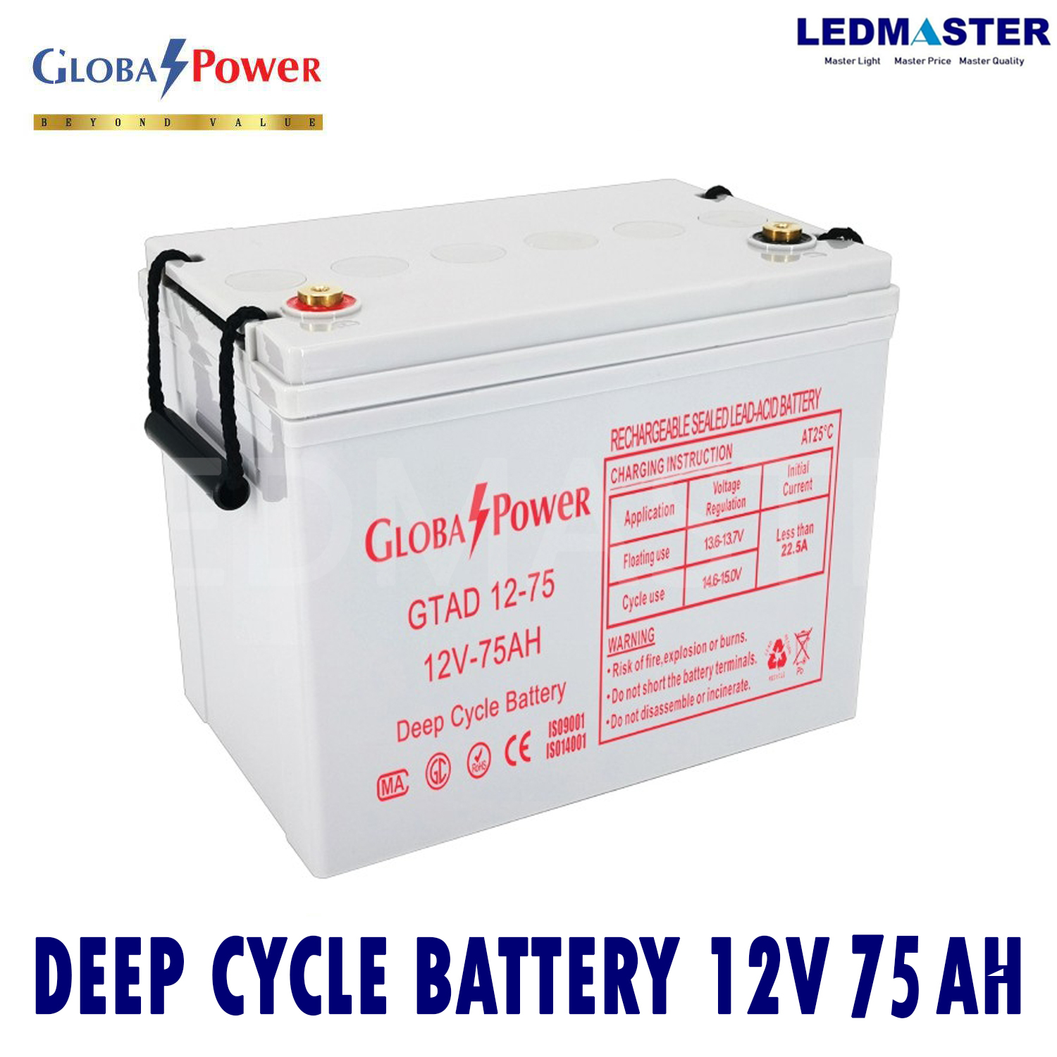 แบตเตอรี่แห้ง 12V รุ่น GTAD (12-75 AH) Battery Deep cycle เกรด A เพื่อโซล่าเซลล์