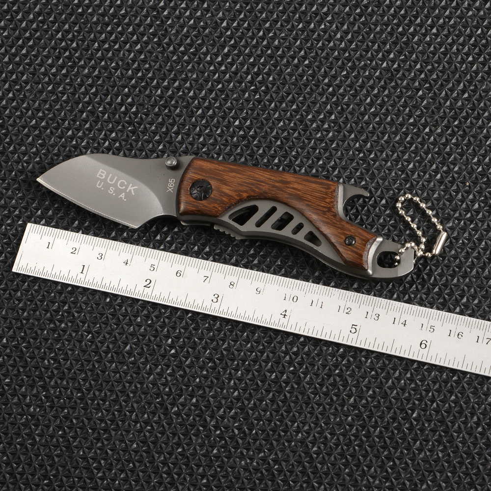 BUCK-X44-61-65-35 มีดเดินป่า อุปกรณ์เดินป่า มีดพับพกพา มีดพกเดินป่า Outdoor Folding Knife Camping Mini Pocket แค้มป์ปิ้ง มีดปอกผลไม้ มีดกลางแจ้ง ชิ้น 239 กรัม Black-Silver ดูจากรูป