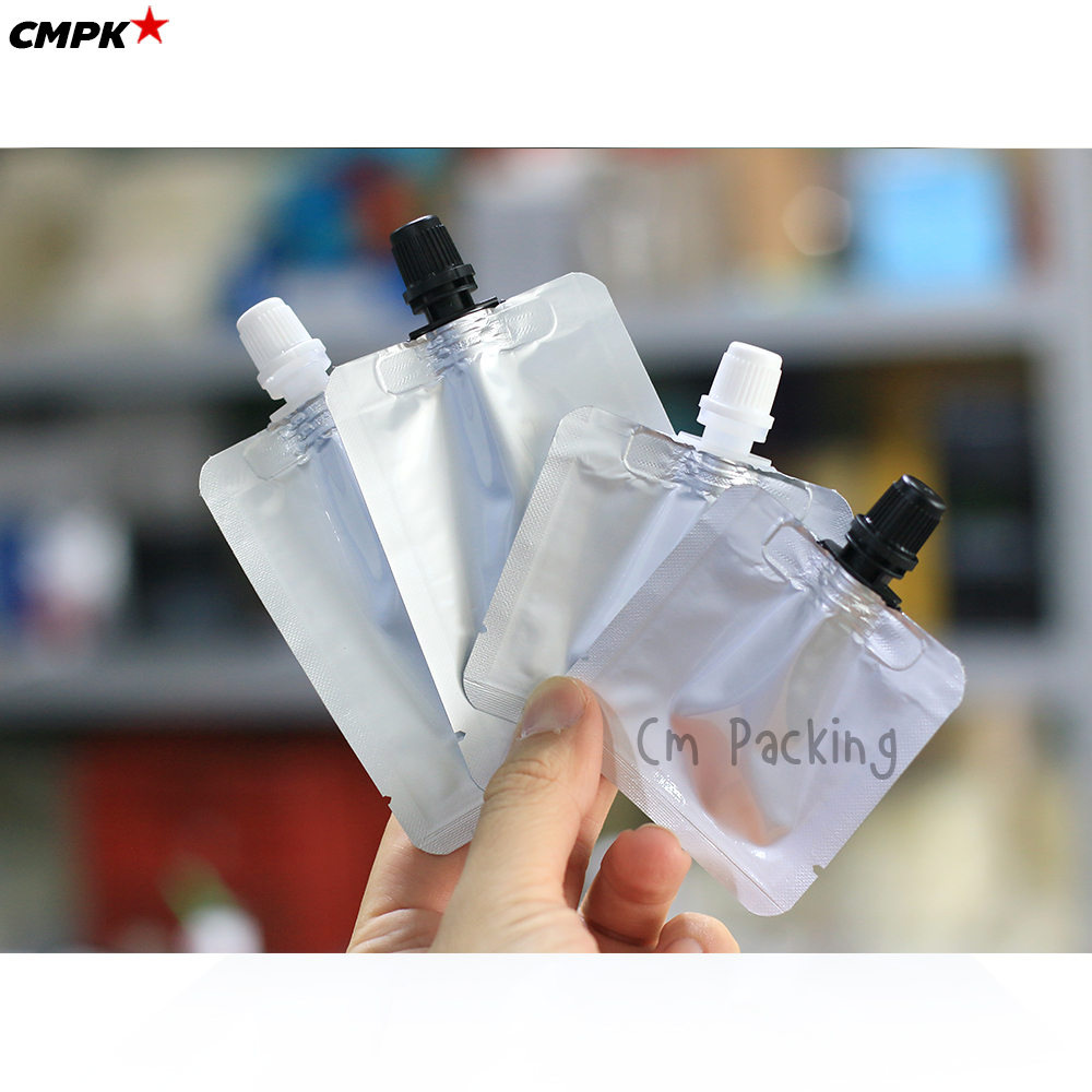 ซองครีมเซเว่นติดจุก ซอง DIY 5-15 mL เนื้ออลูมิเนียมฟอยล์ฝาเกลียว (รุ่นฝาเล็ก 0.82 ซม.) แพค 100 ถุง