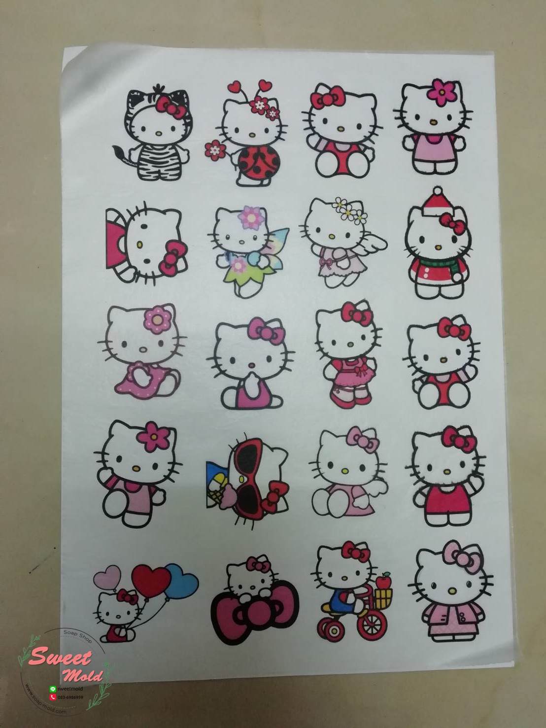 กระดาษเดคูพาจ ลาย Kitty (วงรี) : 006466
