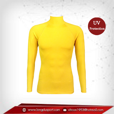 เสื้อรัดกล้ามเนื้อ Rash Guard แขนยาวคอเต่า เหลือง มี Size S M L XL