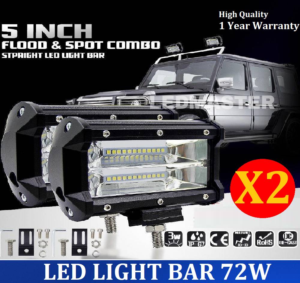 X2 เเพ็คคู่ สุดคุ้ม !! LED LIGHT BAR ไฟสปอร์ตไลท์ ไฟหน้ารถ ไฟท้าย 72W 12V-24V รุ่น COMBO BEAM ทรงเหลี่ยม เเสงขาว งานพรีเมี่ยม จำนวน 2 ชิ้น