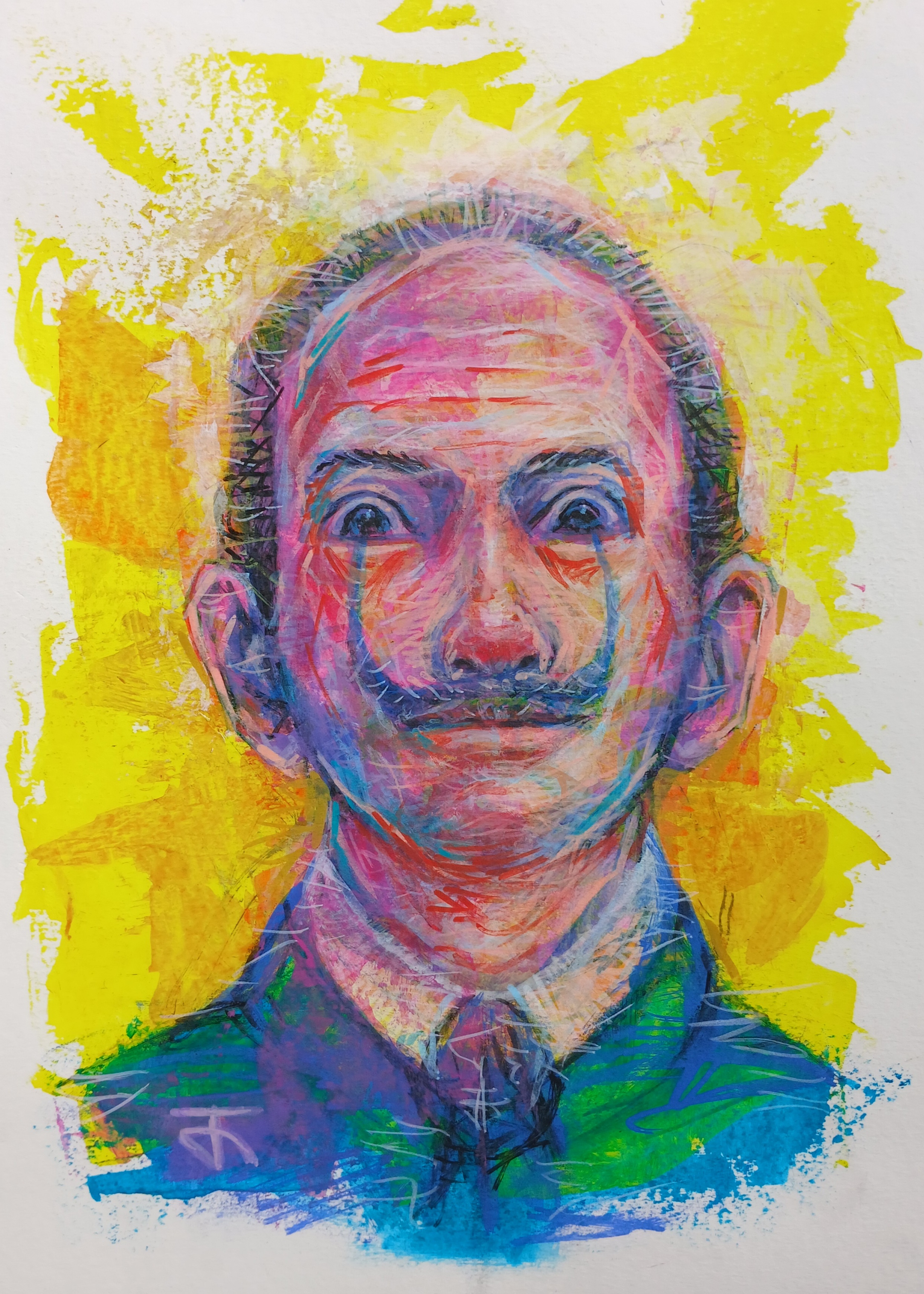 Portrait06 ภาพวาดสีอะครีลิคและวาดเส้นปากกาอะครีลิค แนว colorful บนกระดาษร้อยปอนด์(200 Gsm.) ขนาด (A4) 21 cm. x 29.7 cm. งานวาด มีชิ้นเดียว ไม่ใช่ภาพพิมพ์หรือโปสเตอร์