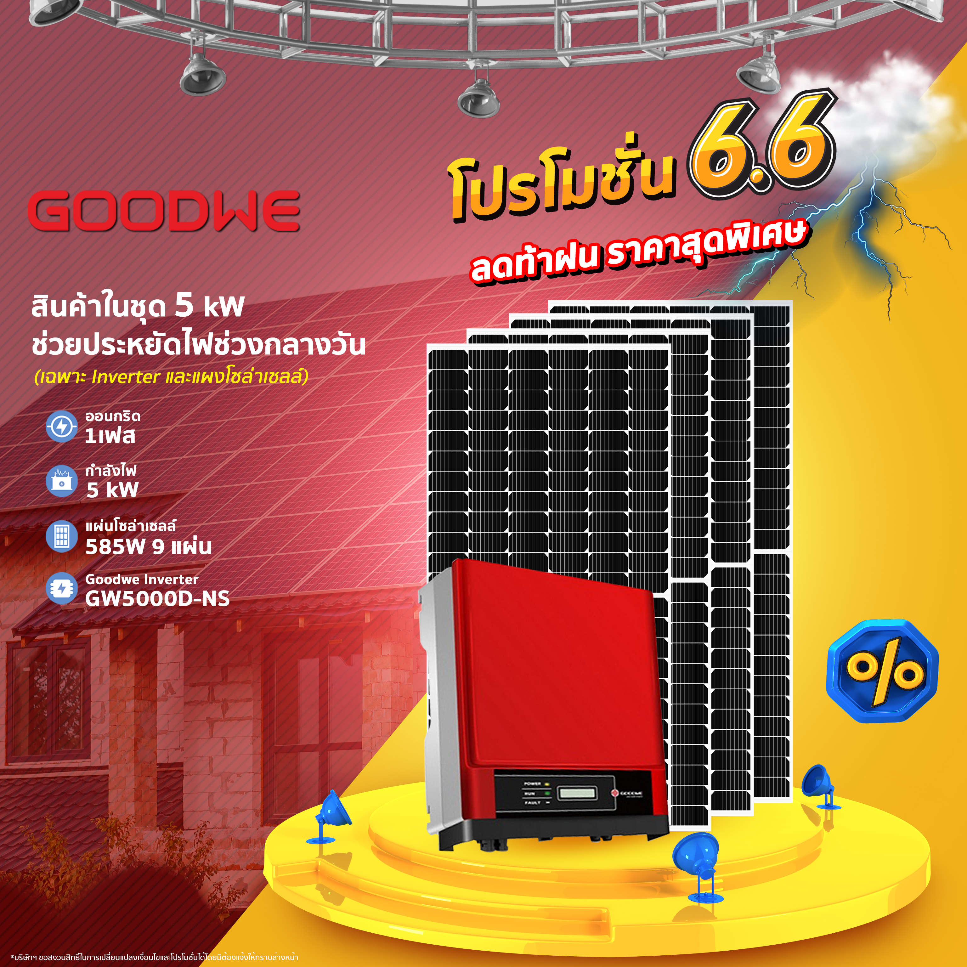 ชุดโซล่าเซลล์ 5kW 1Phase (โปรโมชั่น)