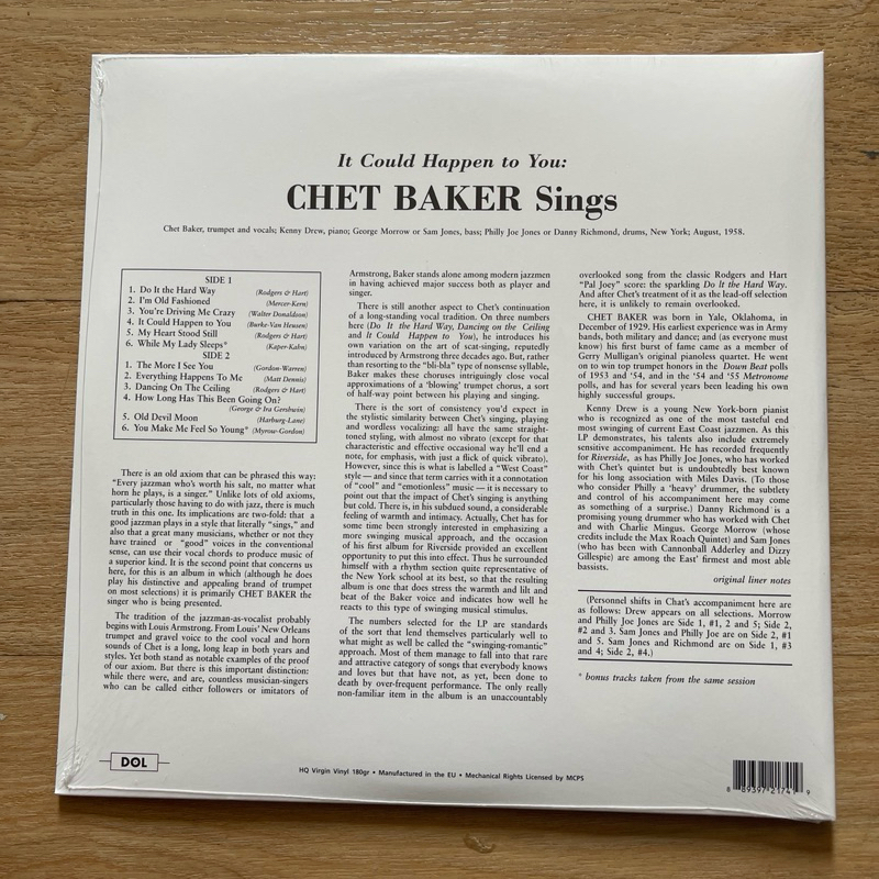 แผ่นเสียง Chet Baker - It Could Happen To You - Chet Baker Sings,Vinyl, LP, Album, Deluxe Edition มือหนึ่ง ซีล