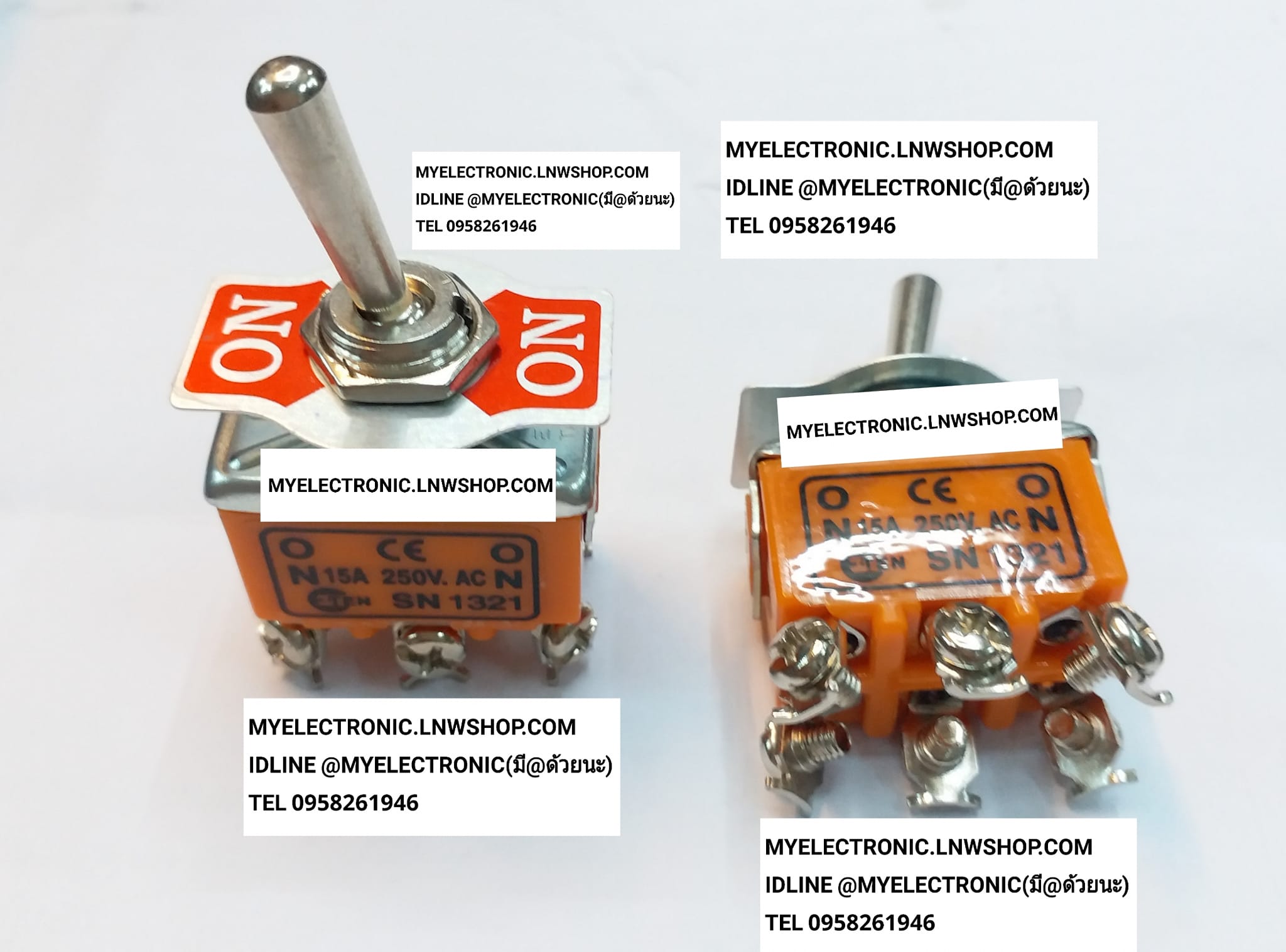 ขาย สวิทช์โย็ก6ขา ON-ON ท็อกเกิ้ลสวิทช์ TOGGLE SWICTH 15A250V สวิทช์โย็ก 6ขา รุ่น SN1321 TOGGLE SWICTH ราคา ตัวละ . . . . . หน่วย บาท