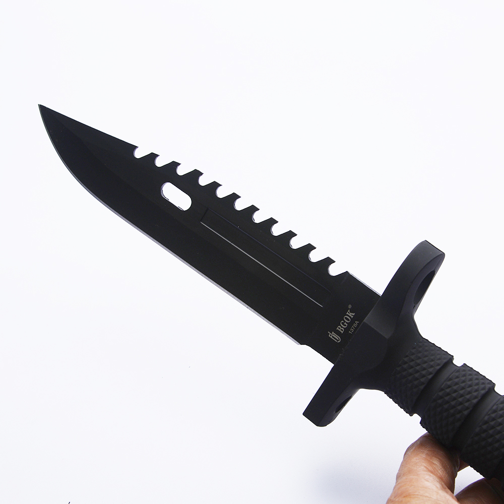CB-1378A# มีดใบตาย มีดเดินป่า Fixed Black Blade ด้ามมีดยางกันลื่น มีดยาวรวมด้ามมีด 31.5 ซม. 1 390 กรัม Black 31.5 cm