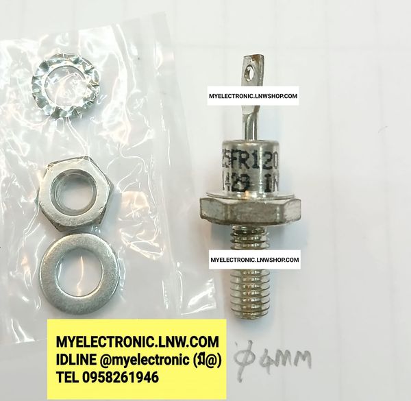 ขาย 25FR120 ไดโอด เหล็กขันน็อต 25A1200V ขั้วคาโธดอยู่ด้านบน ขั้วอาโนดอยู่ด้านเกลียว DIODE ยี่ห้อ IR VISHAY ของแท้ ราคา ตัวละ . . . . หน่วย บาท