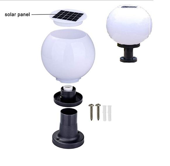 เเพ็ค 2 โคม สว่างสุด รีวิว 5 ดาว โคมไฟหัวเสาโซล่าเซลล์ led ทรงกลม 20 CM เเสงขาว ทนทาน สว่างถึงเช้า ไฟหัวเสา โคมไฟพลังงานเเเสงอาทิตย์ เหมาะสำหรับใช้ติดเป็นโคมไฟหัวเสาโซล่าเซลล์หน้าบ้านหรือทางเดิน จำนวน 2 โคม