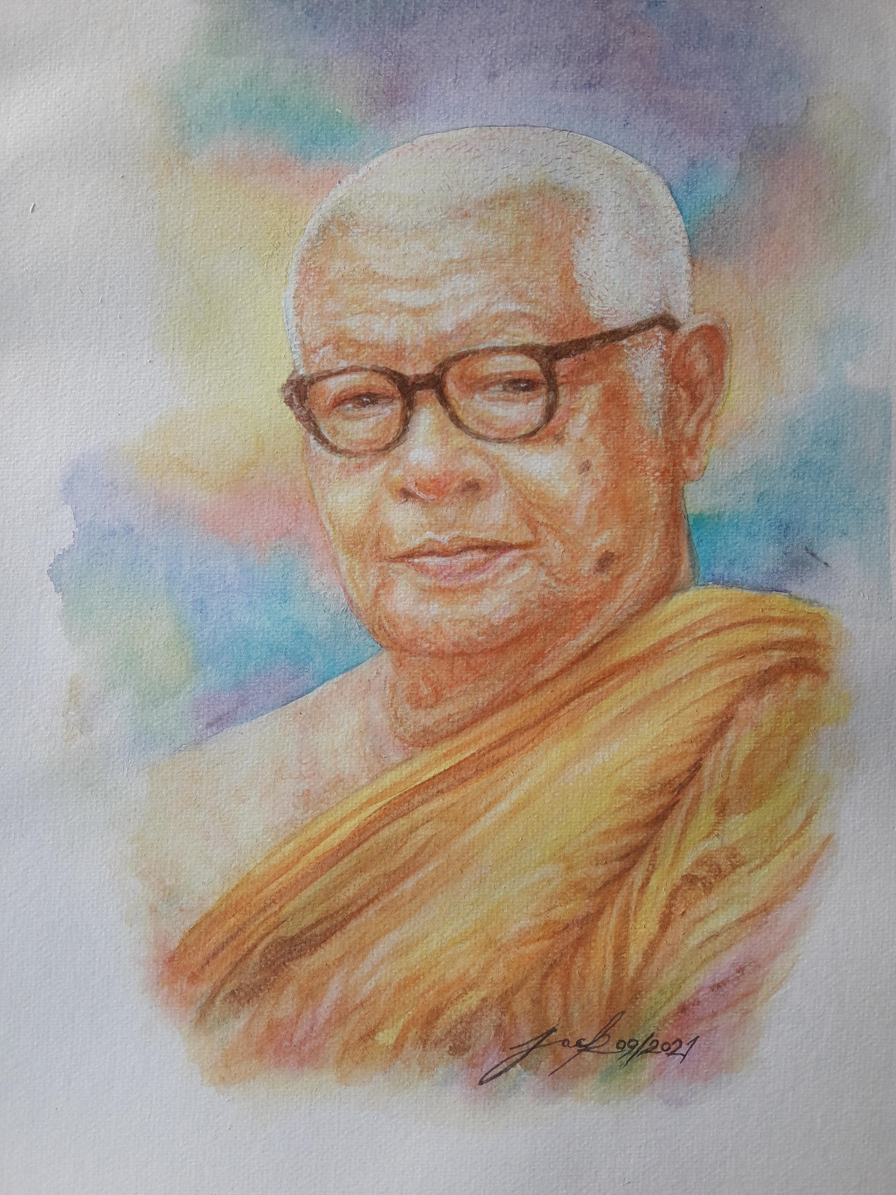 ท่านพุทธทาสภิกขุ สวนโมกขพลาราม อ.ไชยา จ.สุราษฎร์ธานี ภาพวาดสีน้ำ บนกระดาษ Canson 320 แกรม ขนาด A3 งานวาดต้นฉบับ ไม่ใช่ภาพพิมพ์หรือโปสเตอร์ครับ