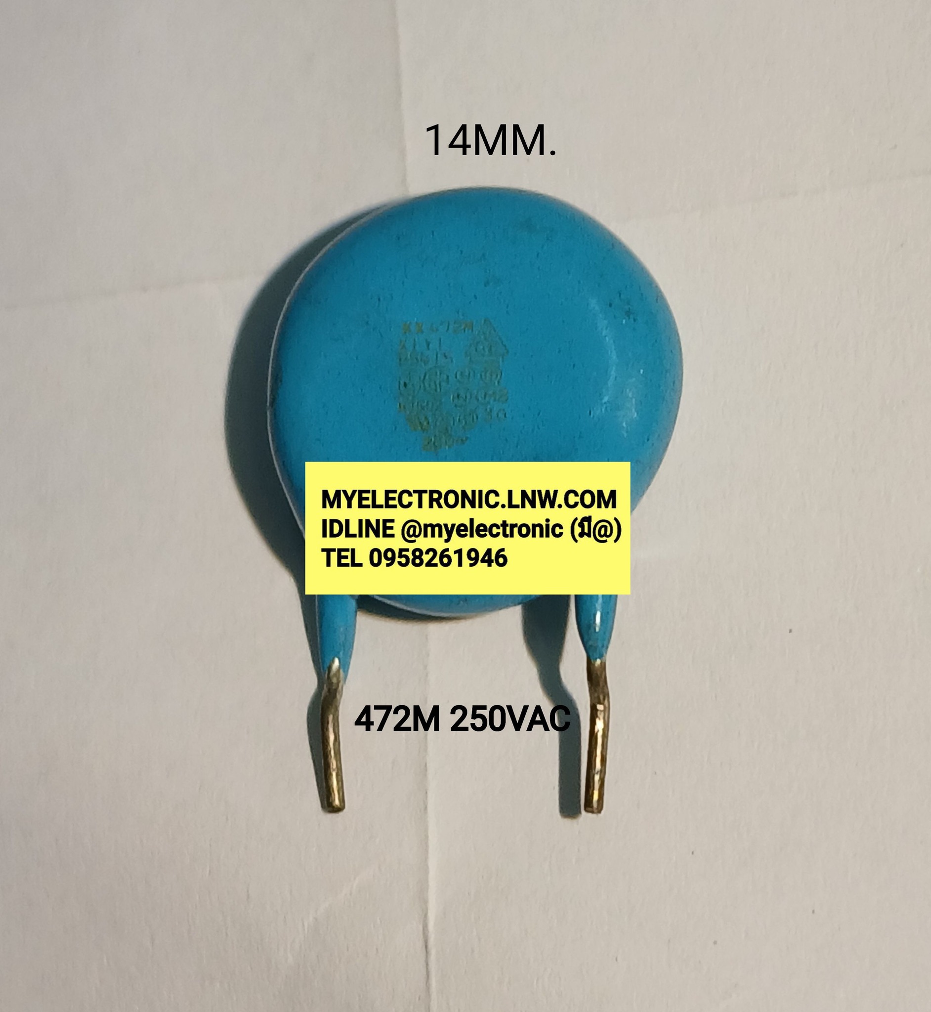ขาย 0.0047UF250V AC คาปาซิเตอร์ 472M250V AC CAPACITOR ขนาด เส้นผ่าศูนย์กลาง 14MM. 0.0047UF250V AC 472M250V ยี่ห้อ ราคา ตัวละ . . . . หน่วย บาท