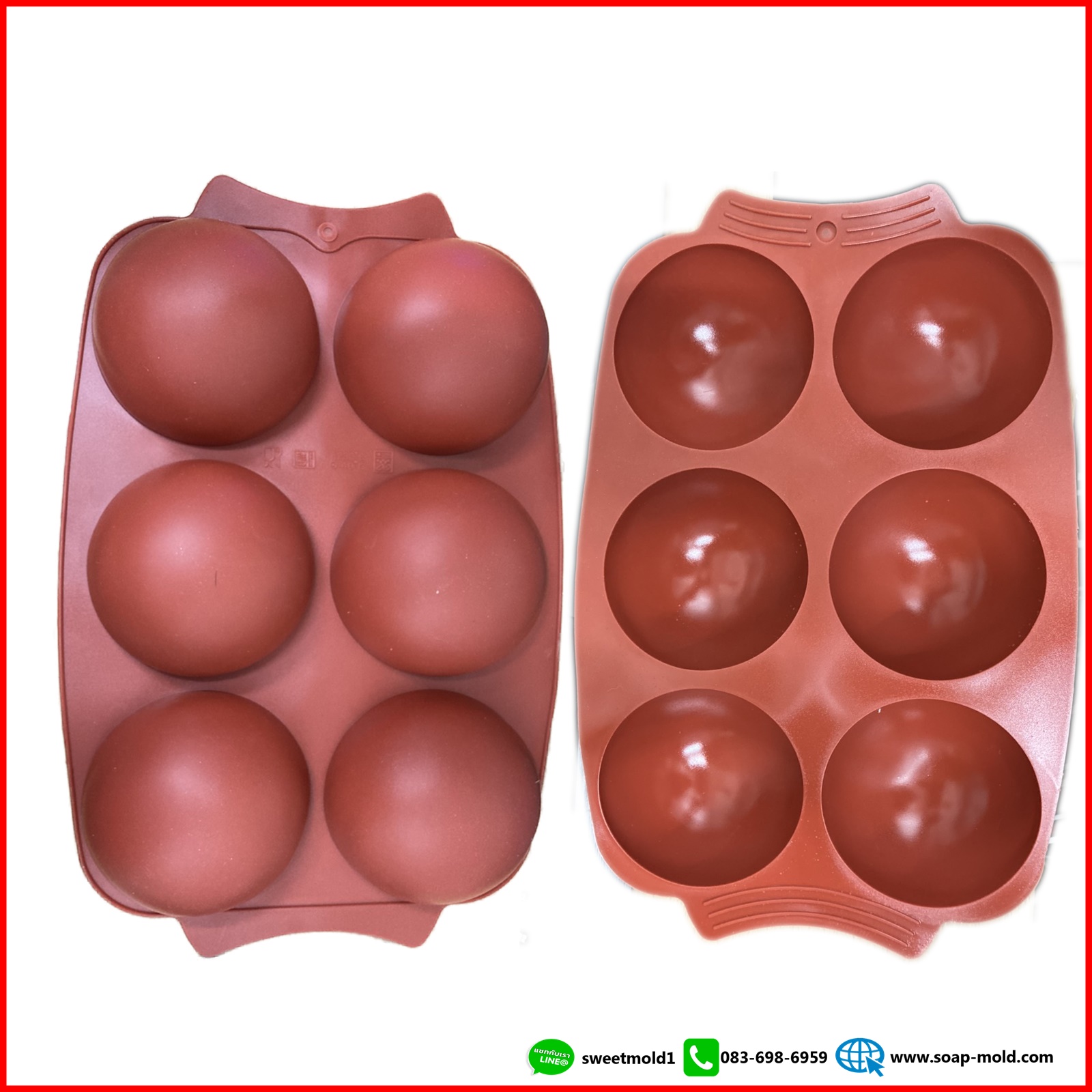 แม่พิมพ์ครึ่งวงกลม 6ช่อง ขนาด130กรัม รหัสสินค้า: 007728