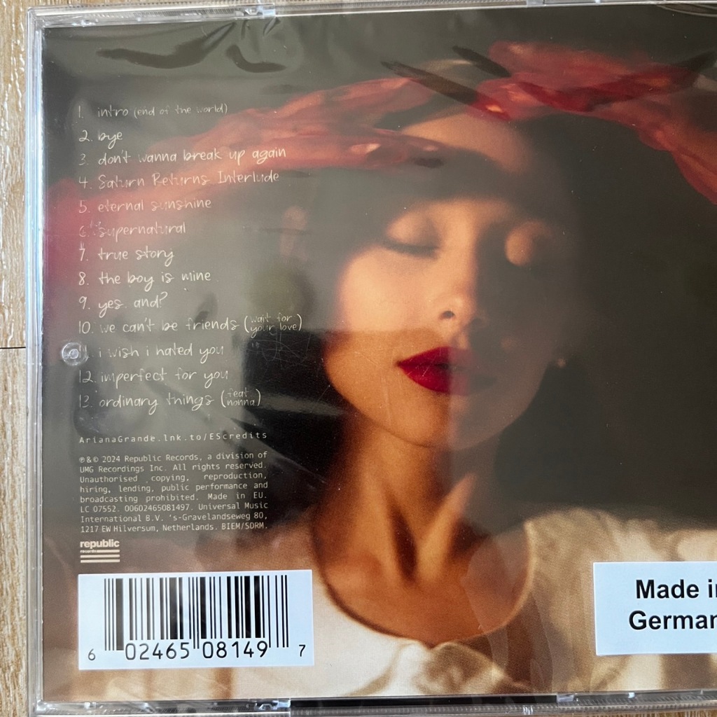 CD ซีดีเพลง Ariana Grande – Eternal Sunshine (แผ่นแท้,มือหนึ่ง,ซีล)