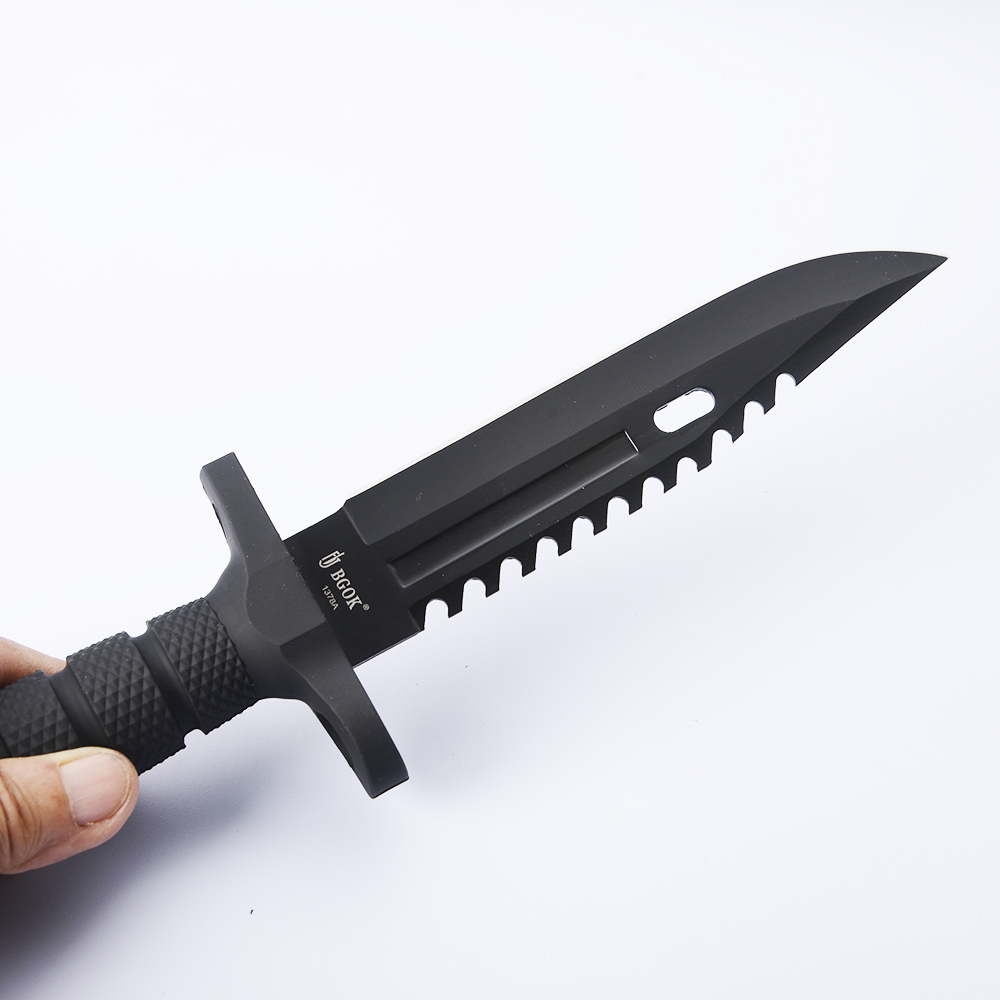 CB-1378A# มีดใบตาย มีดเดินป่า Fixed Black Blade ด้ามมีดยางกันลื่น มีดยาวรวมด้ามมีด 31.5 ซม. 1 390 กรัม Black 31.5 cm