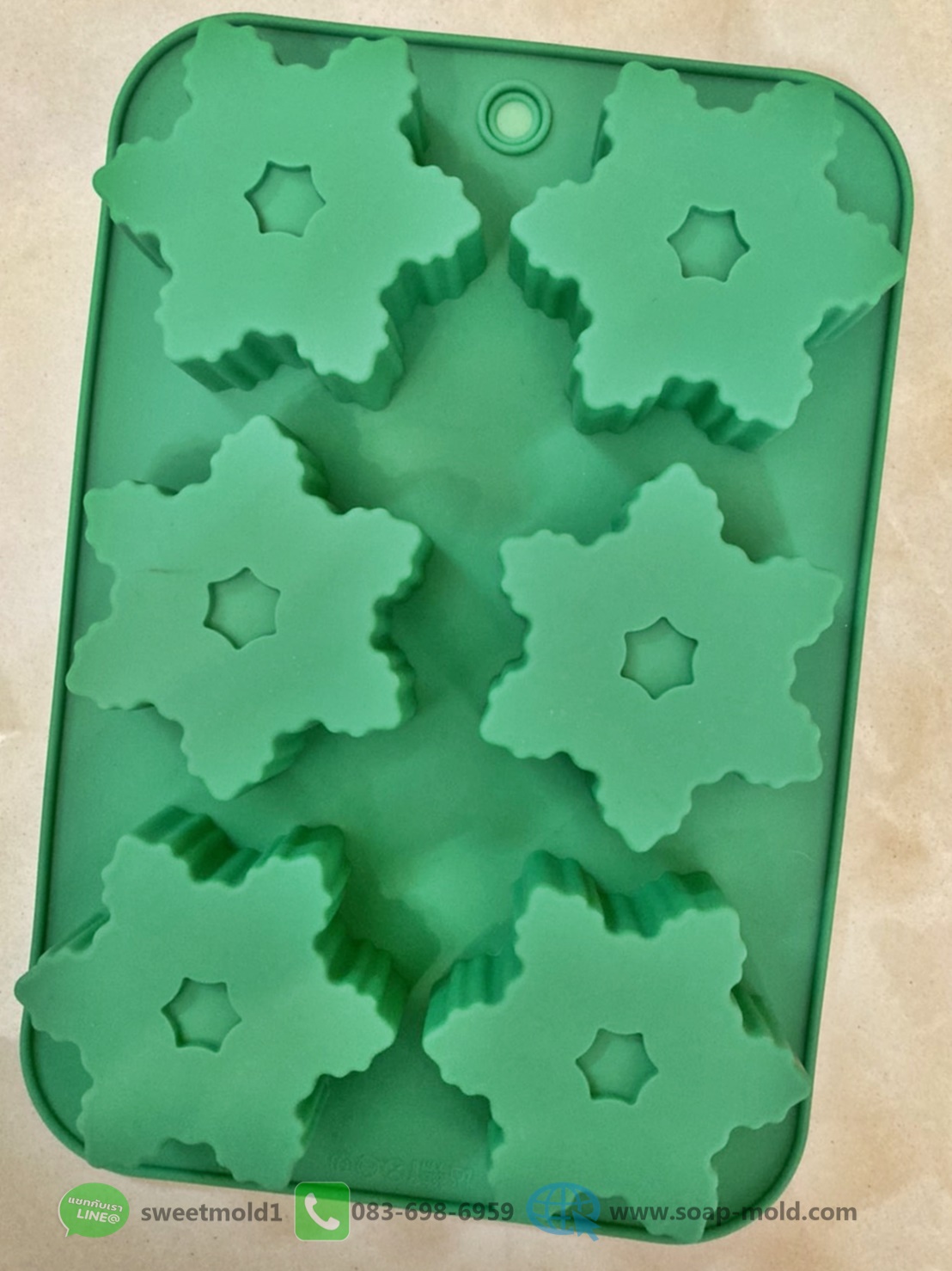 แม่พิมพ์เกล็ดหิมะ แม่พิมพ์เกล็ดน้ำแข็ง 6ช่อง ขนาด100กรัม : 007752