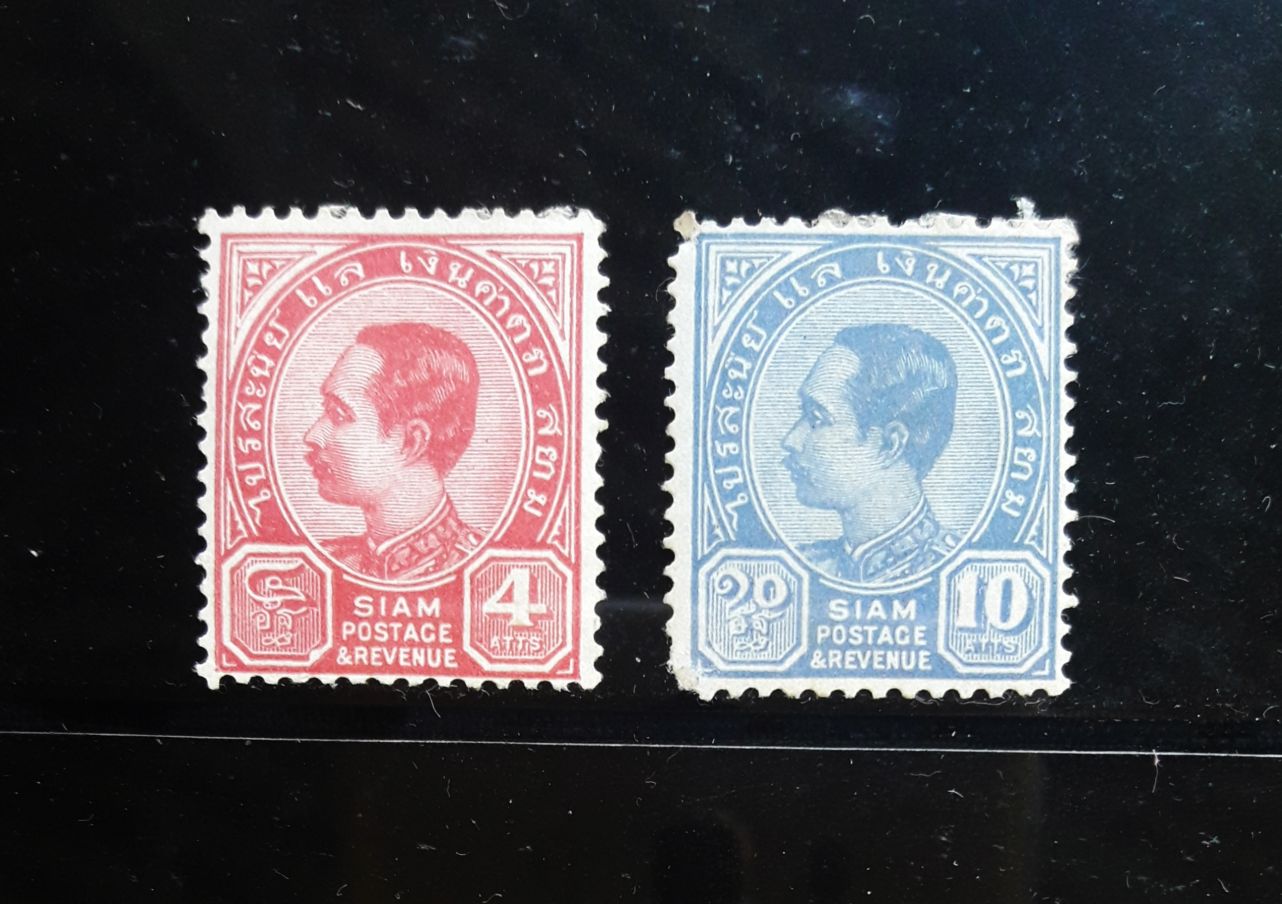 s3264-แสตมป์รัชกาลที่ 5 ชุดที่3 พระพักตร์ข้าง พ.ศ.2442 ยังไม่ใช้ 2 ดวง ราคาเบา หายาก น่าสะสมครับ