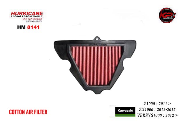 กรองอากาศ HURRICANE FOR KAWAZAKI Z1000 / VERSYS1000 / ZX1000 (COTTON) HM8141