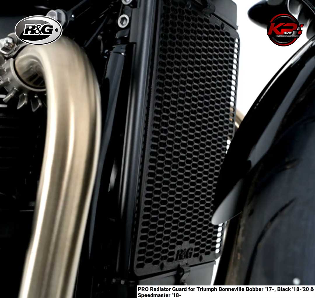 การ์ดหม้อน้ำ R&G PRO Radiator Guard for Triumph Bonneville Bobber '17-, Black '18-'20 & Speedmaster '18-