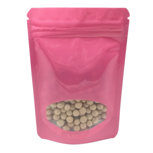 ถุงพลาสติก มีซิป หน้าต่างกลม ด้านในฟอยล์ ตั้งได้ มีหลายสีให้เลือก (50ใบ)