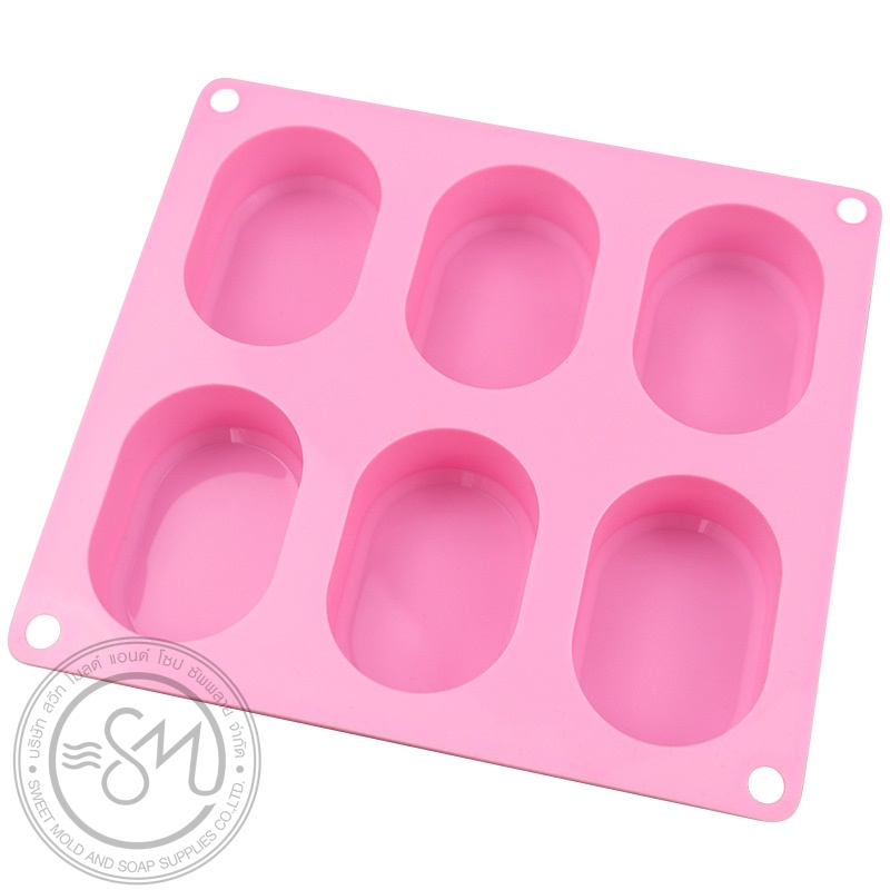 พิมพ์ซิลิโคน แม่พิมพ์วงรี 6ช่อง ขนาด65กรัม : 007941