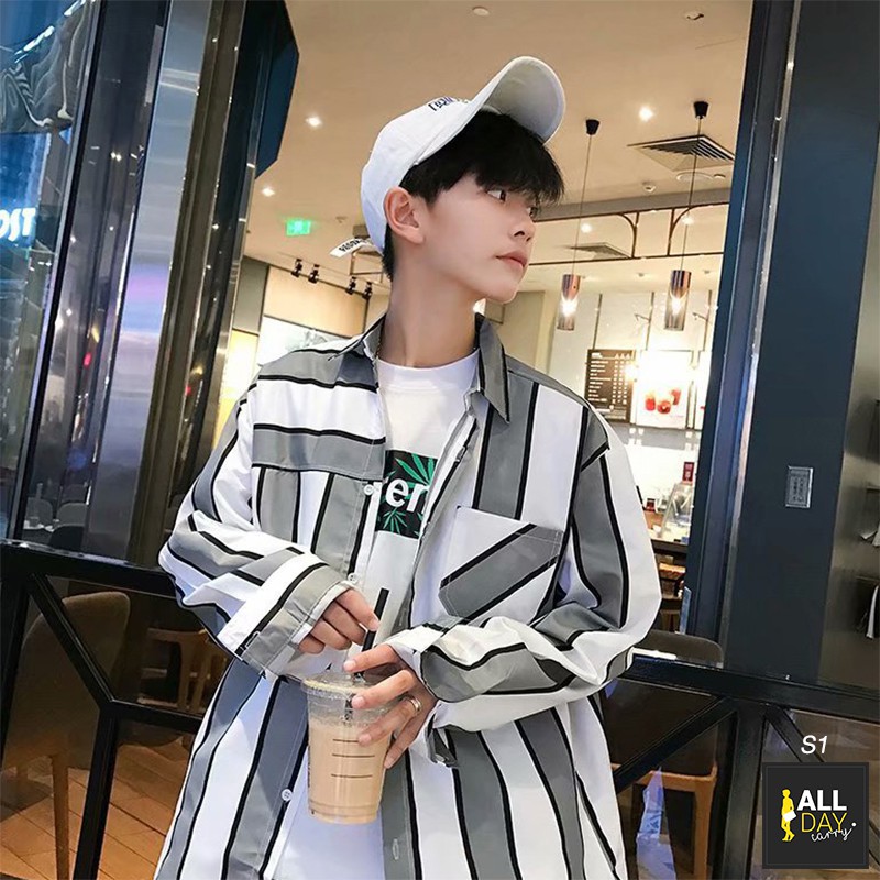 ✅ ลดล้างสต๊อค (S1 ลายทาง) เสื้อเชิ้ตแขนยาว Shirt แฟชั่น เสื้อเที่ยว M L XL XXL 2XL