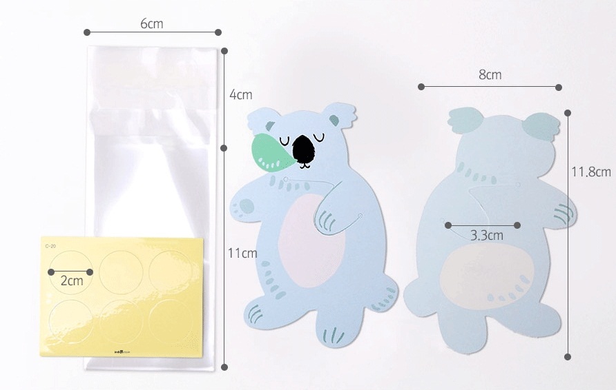 ถุงพลาสติกใส่ขนมคุกกี้ รูปหมีโคอาล่า แพ็ค 100 ชิ้น