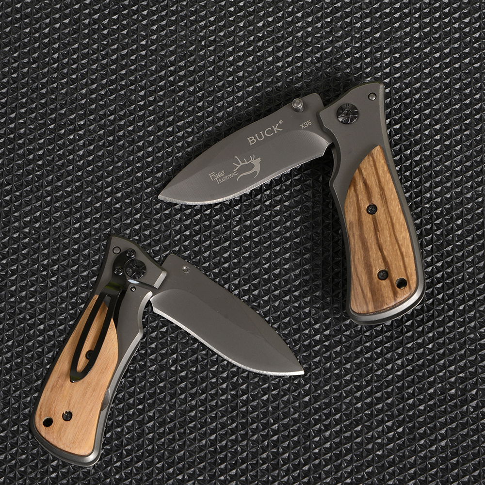 BUCK-X44-61-65-35 มีดเดินป่า อุปกรณ์เดินป่า มีดพับพกพา มีดพกเดินป่า Outdoor Folding Knife Camping Mini Pocket แค้มป์ปิ้ง มีดปอกผลไม้ มีดกลางแจ้ง ชิ้น 239 กรัม Black-Silver ดูจากรูป