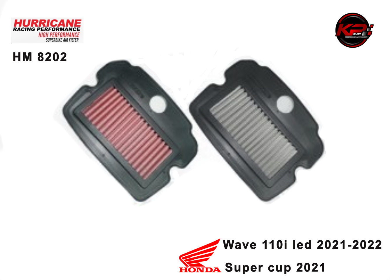 กรองอากาศ HURRICANE FOR HONDA WAVE110i / SUPERCUP 2021-2022(stanless)HM8202