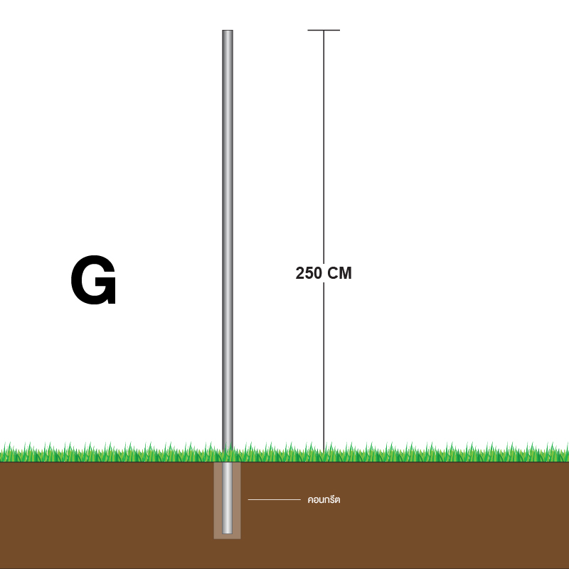 เสาสำหรับยึดป้ายจราจร ฝังดิน แบบ G