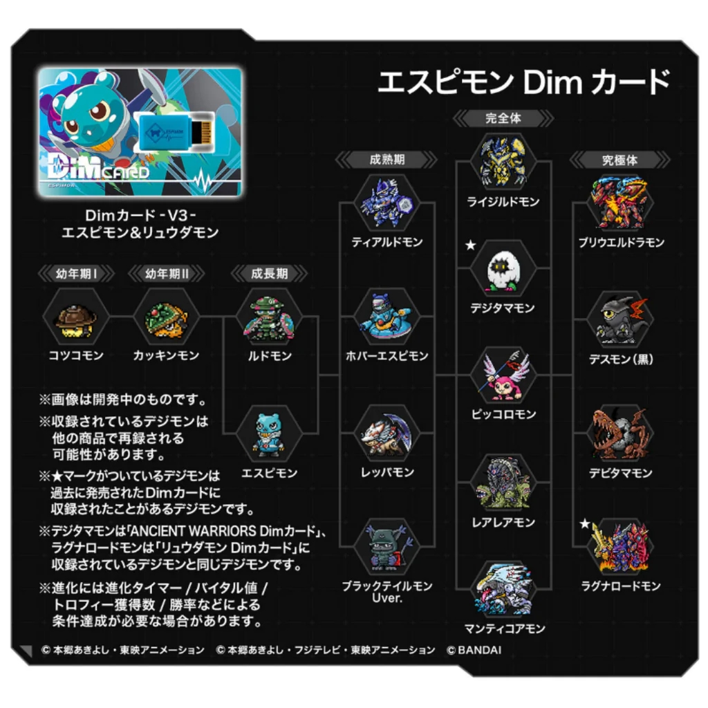 8082599 BANDAI DIGITAL MONSTER Digimon Vital Bracelet Digital Monster Dim Card V3 Espimon & Ryudamon