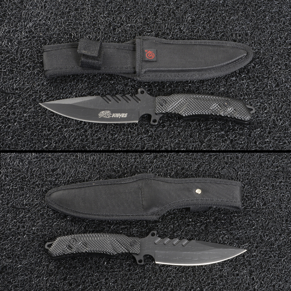 DG-80 มีดใบตาย มีดเดินป่า มีดแคมปิ้ง Fixed Blade 3 แบบ มีดพกยุทธวิธี EDC#S015B 1 410 กรัม Black 26 cm.