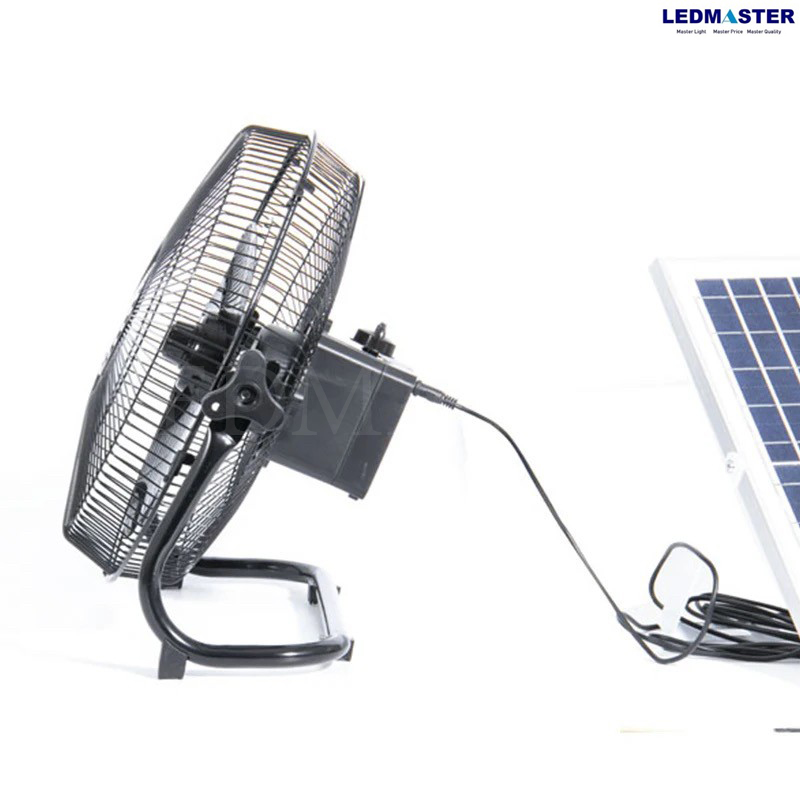 พัดลมโซล่าเซลล์ ขนาดใบพัด 14 นิ้ว ใช้งานได้ 2 ระบบ ปรับเเรงลมได้ 10 ระดับ แบตเตอรี่ในตัว พร้อมแผงโซล่าเซลล์ พัดลมตั้งพื้น