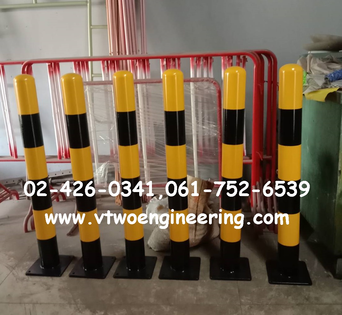 เสาเหล็กกันชน 4 นิ้ว สูง 100 ซม. เพลทใหญ่ TB00051