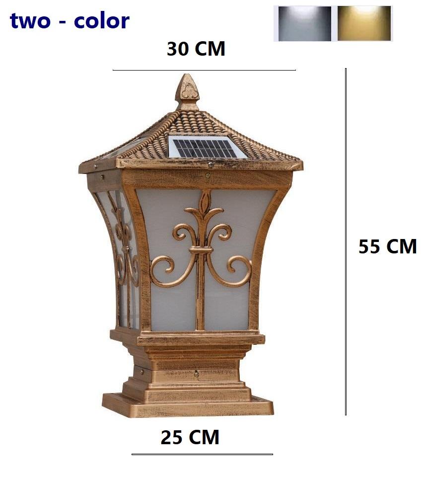 [2 IN1 Solar ] Solar outdoor wall lights ! โคมไฟหัวเสาโซล่าเซลล์ รุ่น 2 เเสง เเสง white เเละ เเสง warmwhite ในโคมเดียว body bronze สไตล์โมเดริ์น หรูหรา ทรงสี่เหลี่ยม วัสดุอะลูมิเนียมทนทา โคมไฟหัวเสา Solar โคมไฟพลังงานเเเสงอาทิตย์