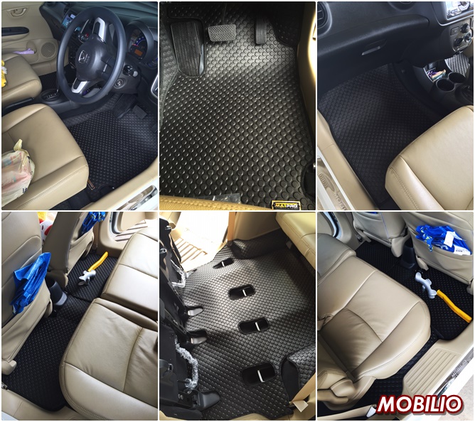 พรมปูพื้นเข้ารูป 100% ลายกระดุม สำหรับรถ รุ่น Honda Mobilio