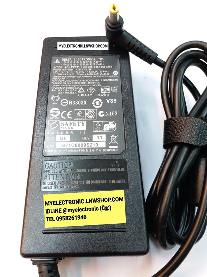อะแดปเตอร์19V4.74A ADAPTER NOTE BOOKรุ่นADP-90SB BBอะแดปเตอร์โน็ตบุ๊คตัวถังยี่ห้อDELTA ELECTRONICราคาตัวละบาท
