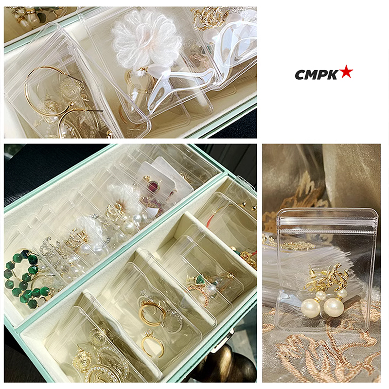 (50 ใบ) ถุงซิป PVC หนา 480 ไมครอน สำหรับ เครื่องประดับ จิวเวอร์รี่ สีใส ไม่ฟ้า