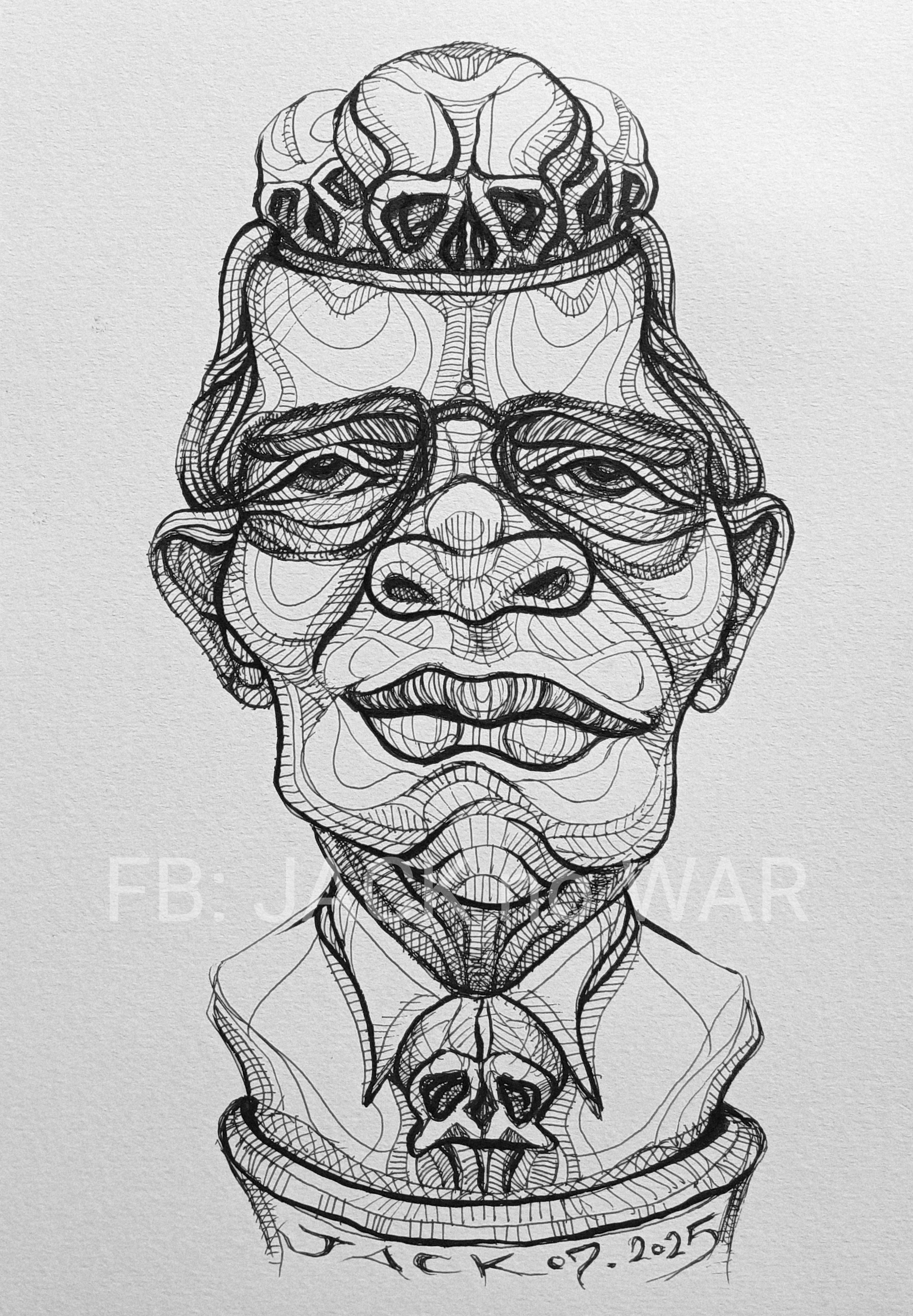 Surreal Portrait16 (HS) วาดเส้นปากกา หมึกดำ กระดาษ 200 แกรม ขนาด 21×29.7 cm. A4