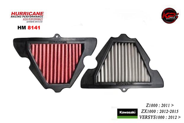 กรองอากาศ HURRICANE FOR KAWAZAKI Z1000 / VERSYS1000 / ZX1000 (STANLESS) HM8141