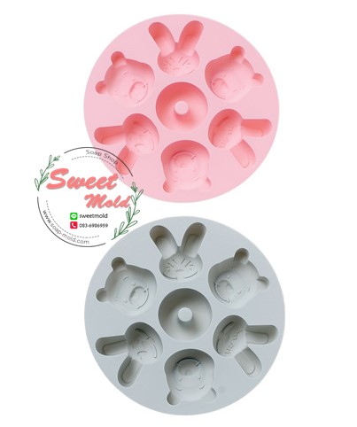 แม่พิมพ์กระต่ายกับหมีพู 50-60g - 006997