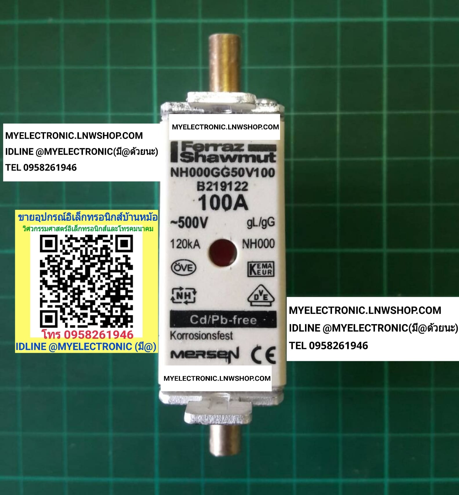 ขาย ฟิวส์100A500V NH000GG50V100 GL/GG NH000 B219122 ฟิวส์ใบมีด FUSE ฟิวส์ 100A500V ยี่ห้อ FERRAZ / MERSEN ของแท้ ราคา ตัวละ . . . . . หน่วย บาท