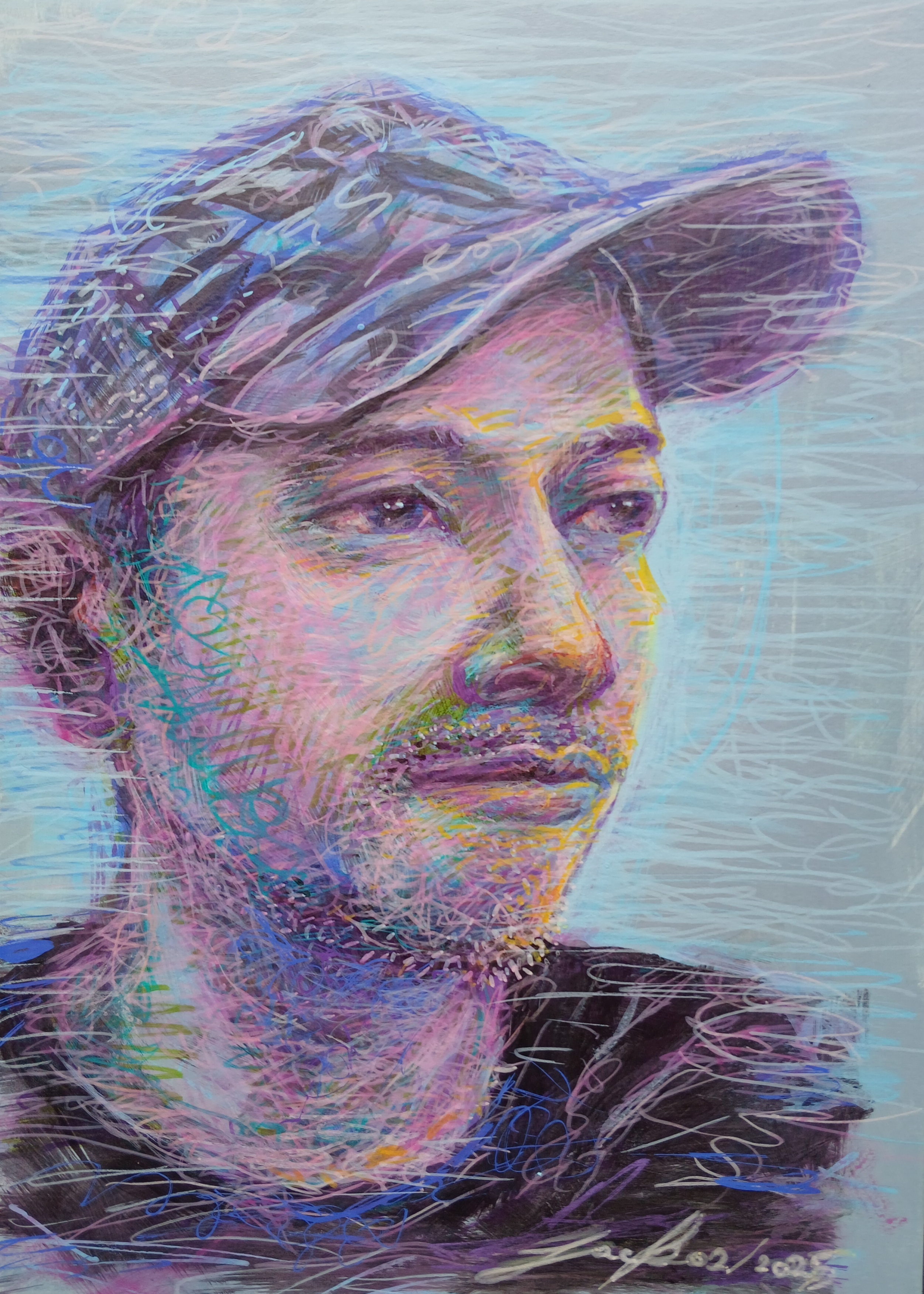 Portrait02 (วาดเล่น เส้นสี) ภาพวาดสีอะครีลิคและวาดเส้นปากกาอะครีลิค แนว colorful บนกระดาษร้อยปอนด์(200 Gsm.) ขนาด (A4) 21 cm. x 29.7 cm. งานวาด มีชิ้นเดียว ไม่ใช่ภาพพิมพ์หรือโปสเตอร์