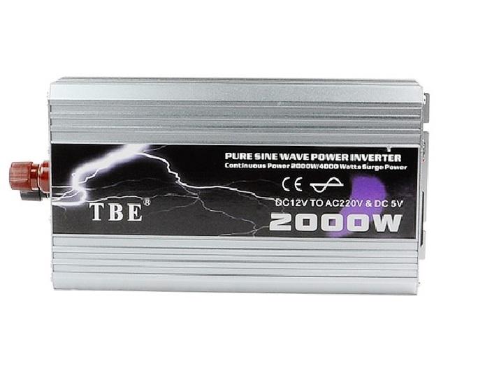อินเวอร์เตอร์ ยี่ห้อ TBE Inverter Pure Sine Wave 2000W 12V คลื่นเพียวซายน์เวฟ กระเเสไฟบริสุทธิ์ (กระเเสไฟนิ่ง) เครื่องแปลงไฟรถเป็นไฟบ้าน หม้อแปลงไฟ ตัวแปลงไฟรถ ใช้อุปกรณ์ไฟบ้านได้ในรถ เครื่องเเห่เครื่องเสียง