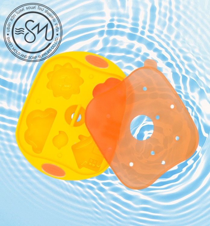 พิมพ์ซิลิโคน แม่พิมพ์คละลายพร้อมฝาปิด 4ช่อง ขนาด25-30กรัม :007948