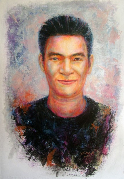 "Tob" ภาพวาดสีอะครีลิค งานเพ้นท์บนกระดาษ canson 300 แกรม ขนาด 38 x 56 cm. [15 x 22 นิ้ว]