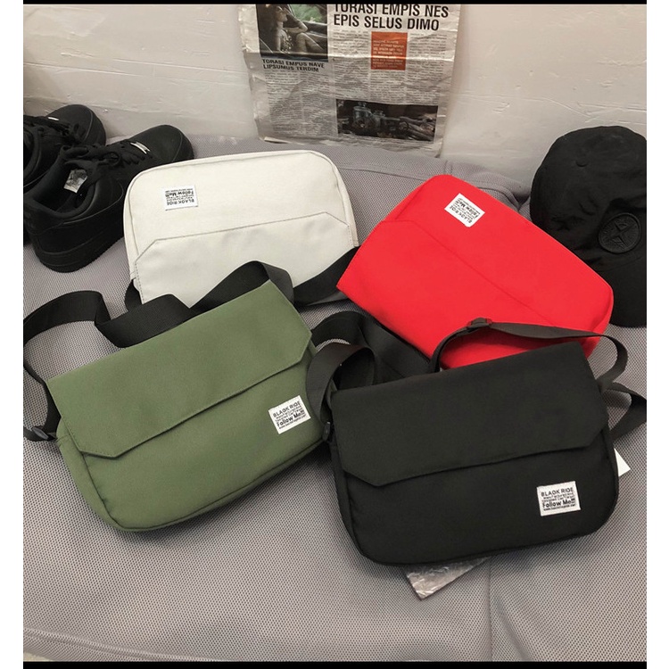 มาใหม่! NY38 กระเป๋าสะพายข้าง สีแดง สวยเท่ ผ้า Nylon กันน้ำ ผู้ชาย ผู้หญิง สวยๆ