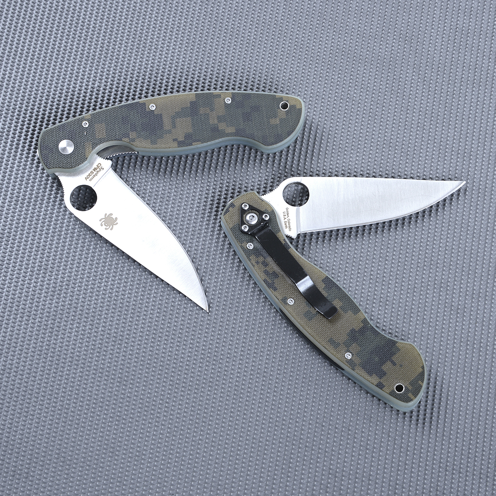 SPC#Large Camouflage มีดเดินป่า มีดแคมปิ้ง Spyderco CPM S30V มีดพับ เหล็กใบมีดสแตนเลส ชิ้น 350 กรัม เขียว 24 ซม