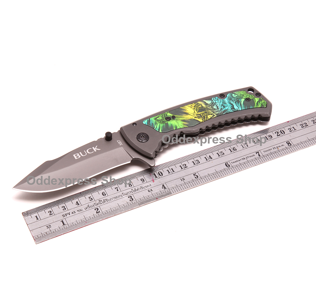 46-มีดเดินป่า มีดพับ มีดพก Buck X67 Quick-Opening Knives ด้ามมีดโลหะ ใบมีดสแตนเลสสีดำ เหมาะมือความยาว 20 ซม. ชิ้น 0 กรัม ดำ 20 ซม
