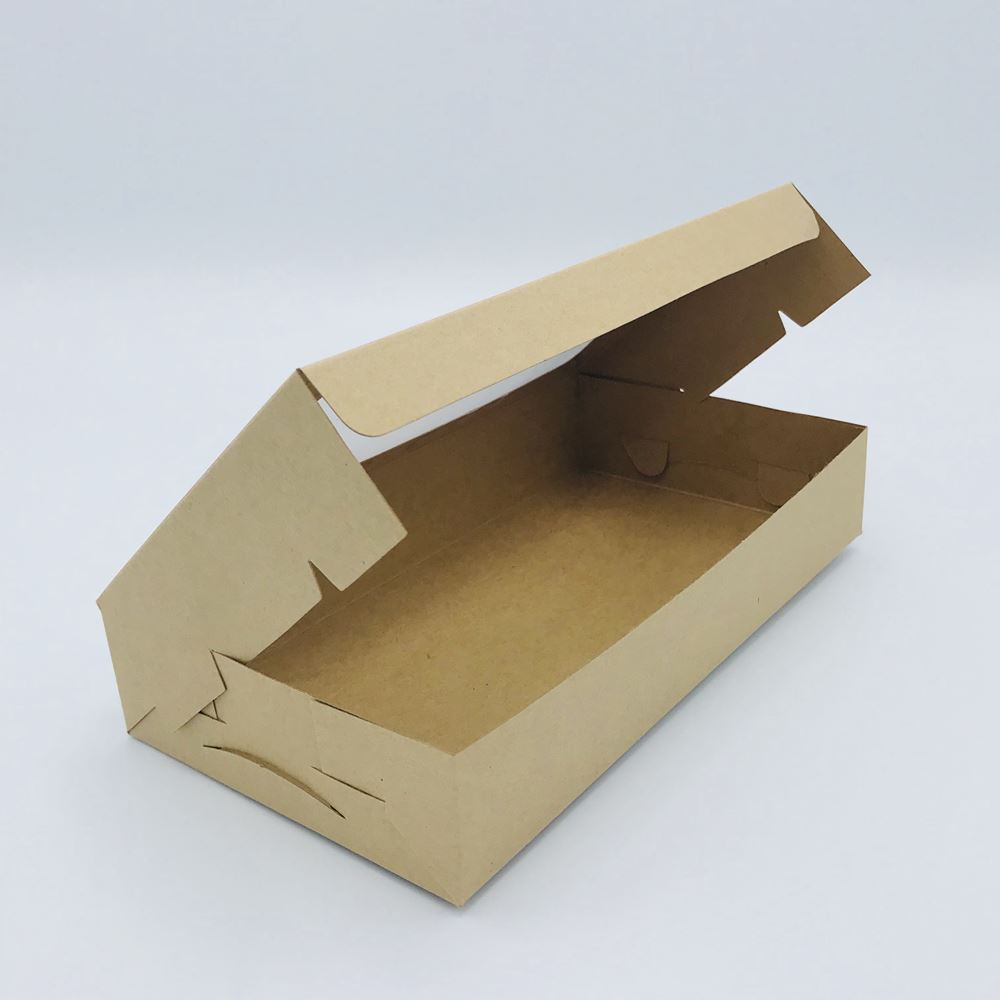 กล่องกระดาษทรงสี่เหลี่ยมผืนผ้าสีวอลนัท-บราวน์ โชว์หน้าสินค้า ขนาด 22x12x4 cm. 50 ชิ้น รหัสสินค้า: 005664